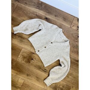 DISSH 6 Bree wool blend button front cropped cardigan oversized knit Cream